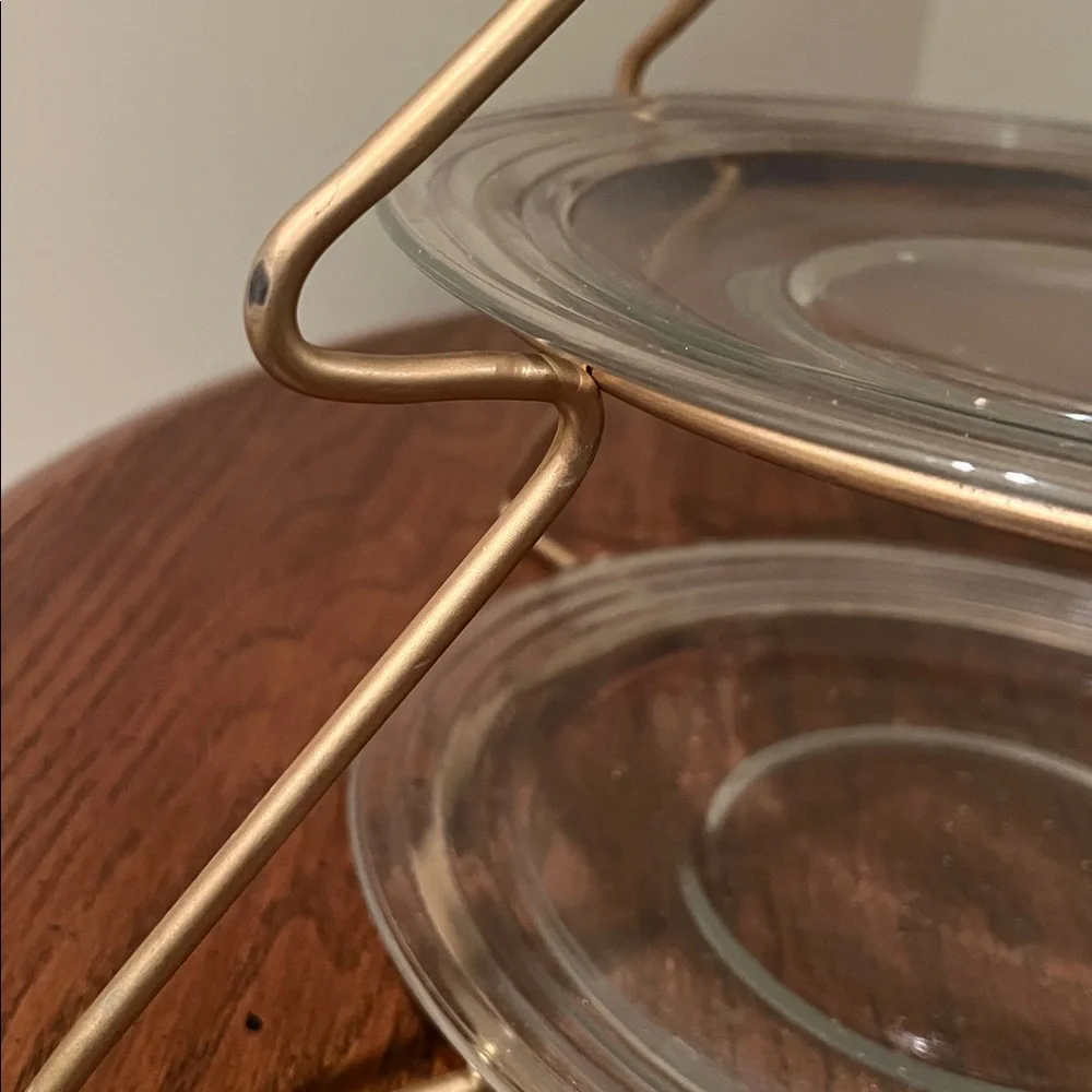 gold Christmas tree 3 tier dessert or appetizer stand ONLY, plates NOT INCLUDED - Picture 4 of 6